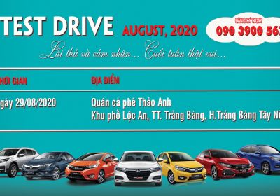 Chương trình Lái thử xe ôtô Honda ngày 29/08/2020 tại Tây Ninh